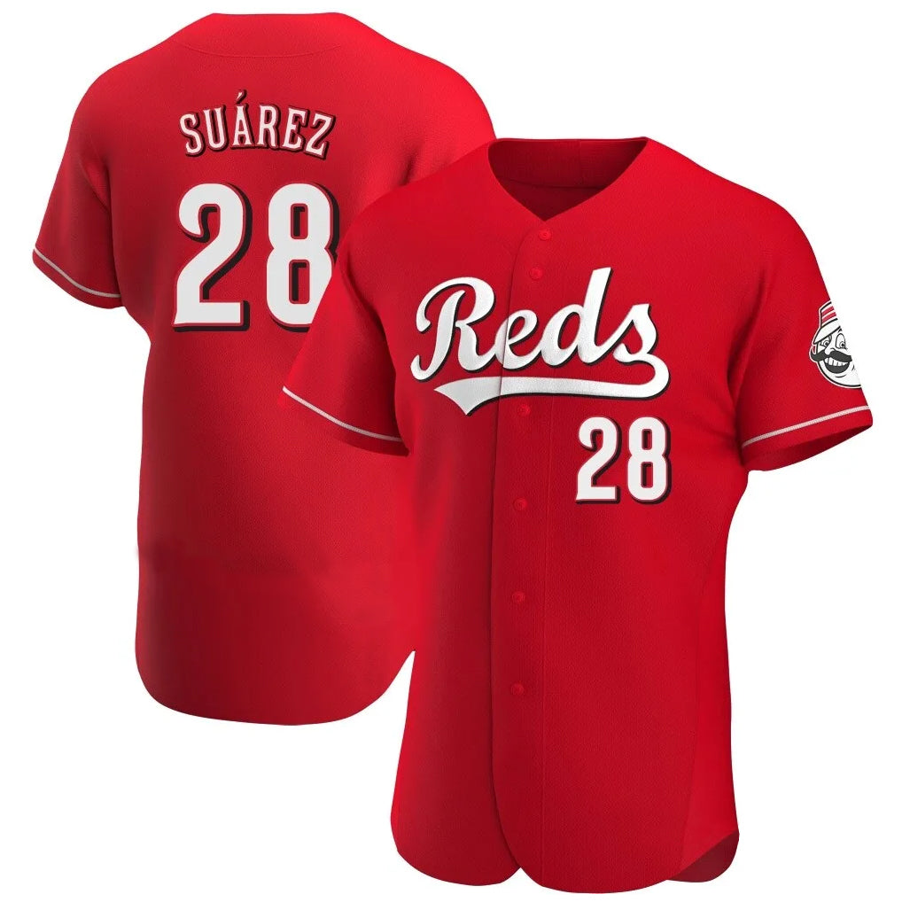 Fenge C.Reds #28 Eugenio Su¡§¡érez Player Red Limited Elite Home Stitched Jerseys
