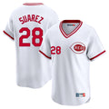 Fenge C.Reds #28 Eugenio Su¡§¡érez Player White Cooperstown Collection Limited T-shirt Home Stitched Jerseys