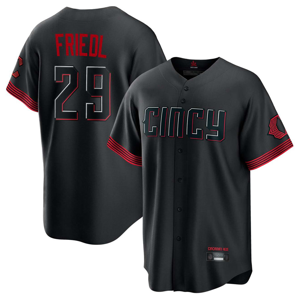 Fenge C.Reds #29 TJ Friedl Player Black City Connect Home Game Stitched Jerseys