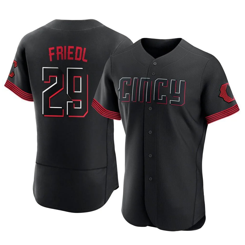 Fenge C.Reds #29 TJ Friedl Player Black City Connect Limited Elite Home Stitched Jerseys
