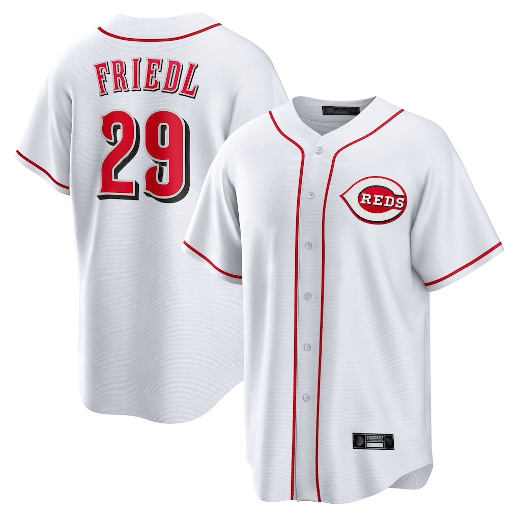Fenge C.Reds #29 TJ Friedl Player White Game Home Stitched Jerseys