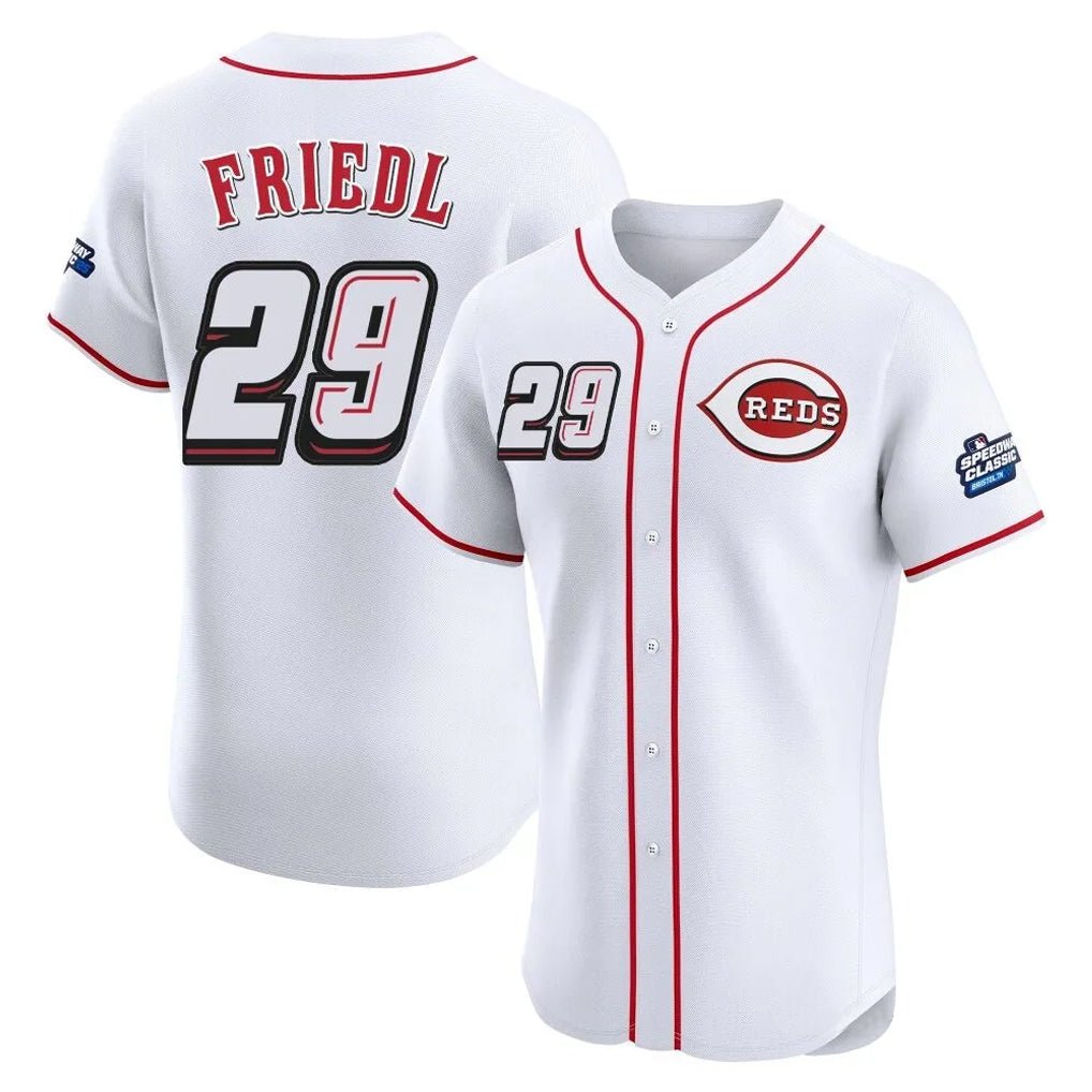 Fenge C.Reds #29 TJ Friedl Player White Speedway Classic Limited Elite Home Stitched Jerseys
