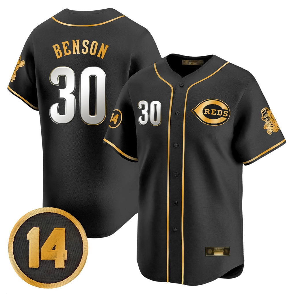 Fenge C.Reds #30 Ken Griffey Player Black-Gold Vapor Premier Limited Home Stitched Jerseys