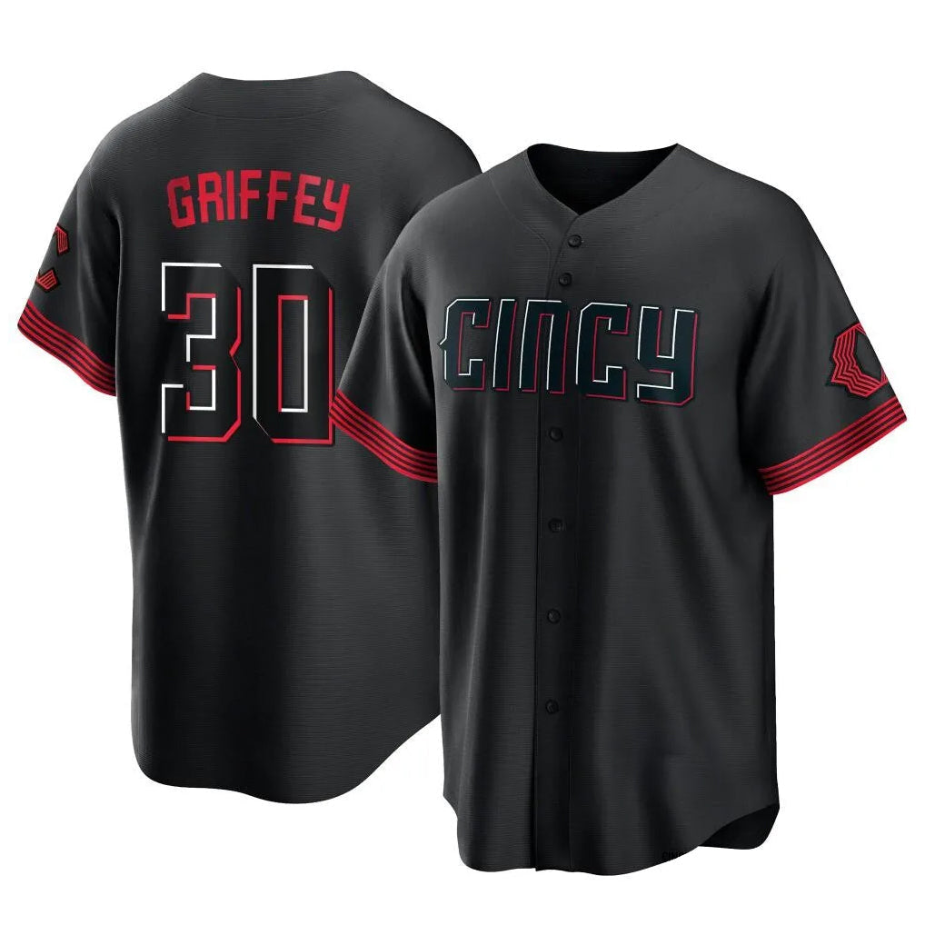 Fenge C.Reds #30 Ken Griffey Player Black City Connect Home Game Stitched Jerseys