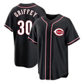 Fenge C.Reds #30 Ken Griffey Player Black Fashion Out Home Game Stitched Jerseys