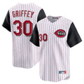 Fenge C.Reds #30 Ken Griffey Player White Black Stripe Field of Dreams Game Home Stitched Jerseys
