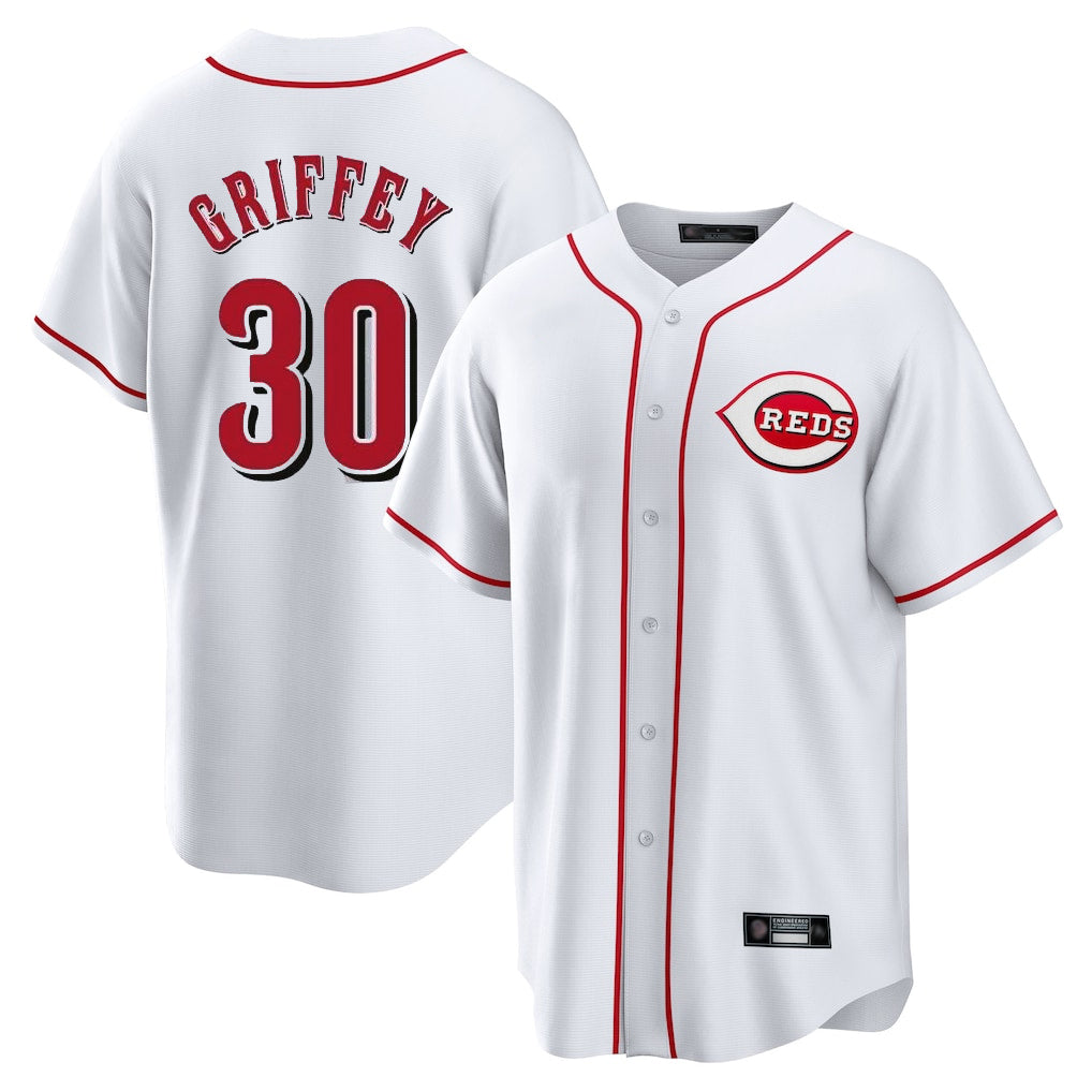 Fenge C.Reds #30 Ken Griffey Player White Game Home Stitched Jerseys