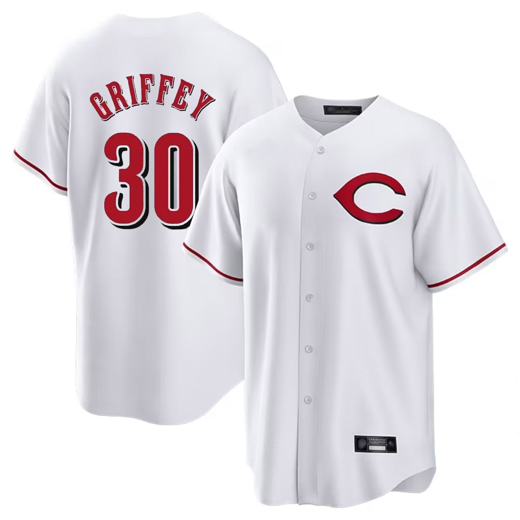 Fenge C.Reds #30 Ken Griffey Player White Home Game Stitched Jerseys