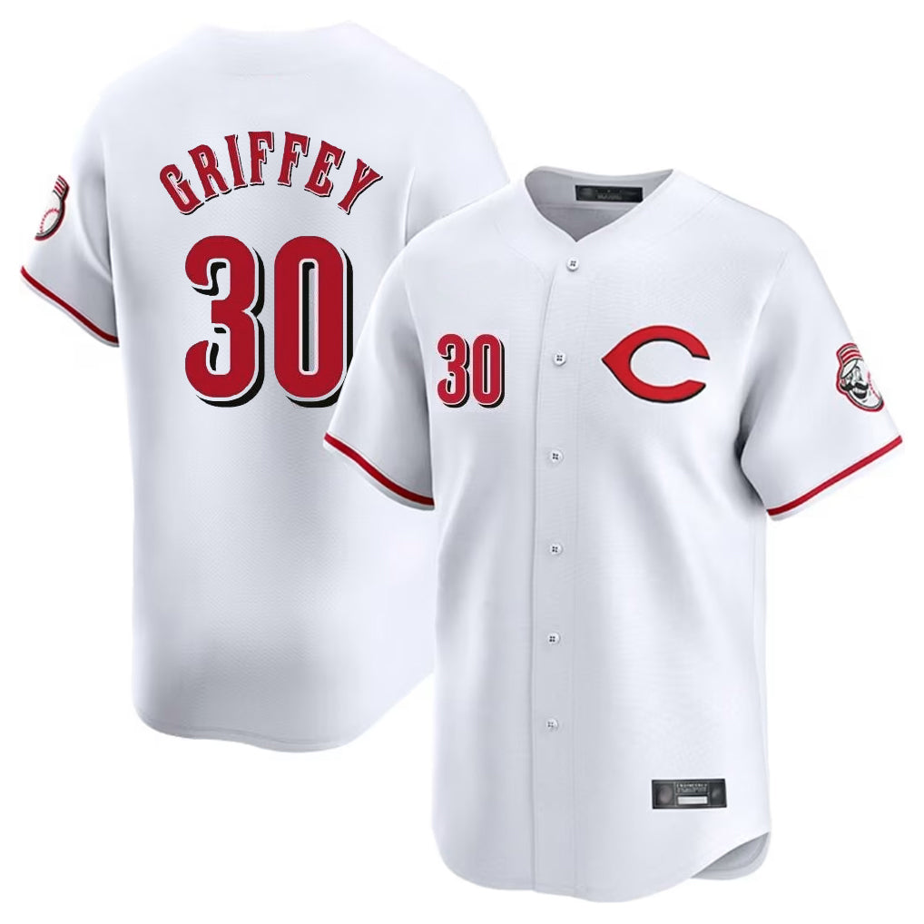 Fenge C.Reds #30 Ken Griffey Player White Limited Home Stitched Jerseys