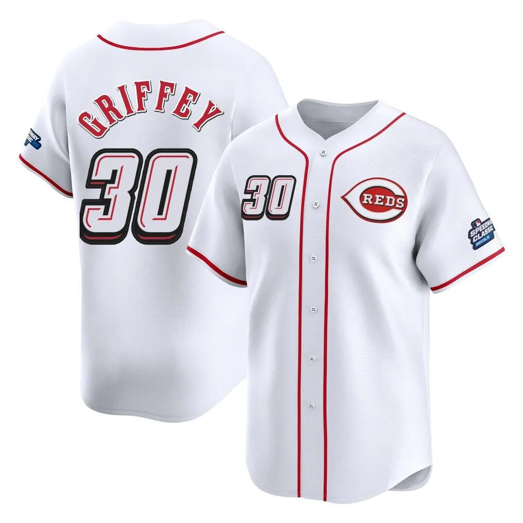 Fenge C.Reds #30 Ken Griffey Player White Speedway Classic Home Limited Stitched Jerseys