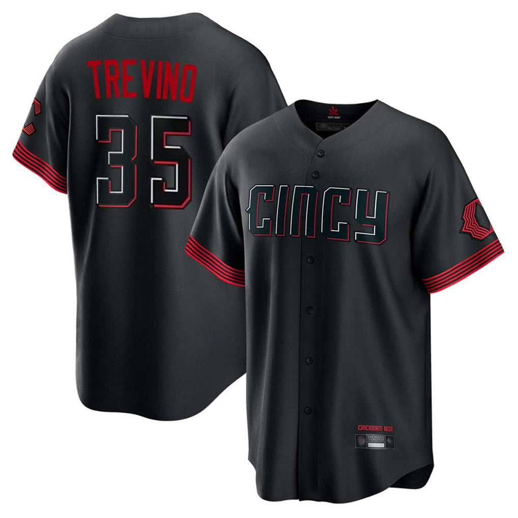 Fenge C.Reds #35 Jose Trevino Player Black City Connect Home Game Stitched Jerseys