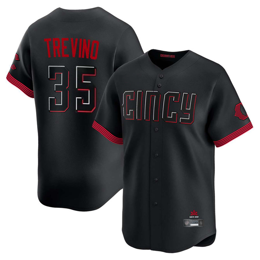 Fenge C.Reds #35 Jose Trevino Player Black City Connect Home Limited Stitched Jerseys