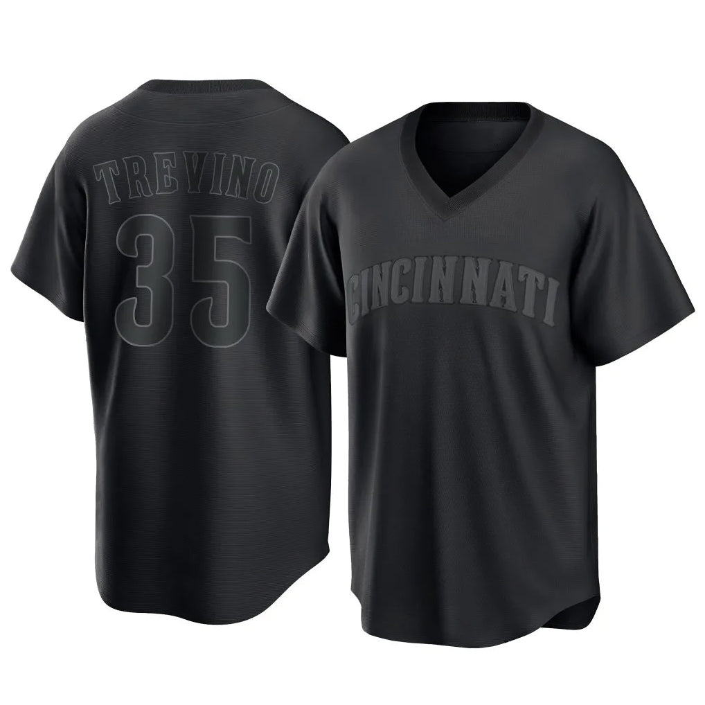 Fenge C.Reds #35 Jose Trevino Player Black T-shirt Game Home Stitched Jerseys