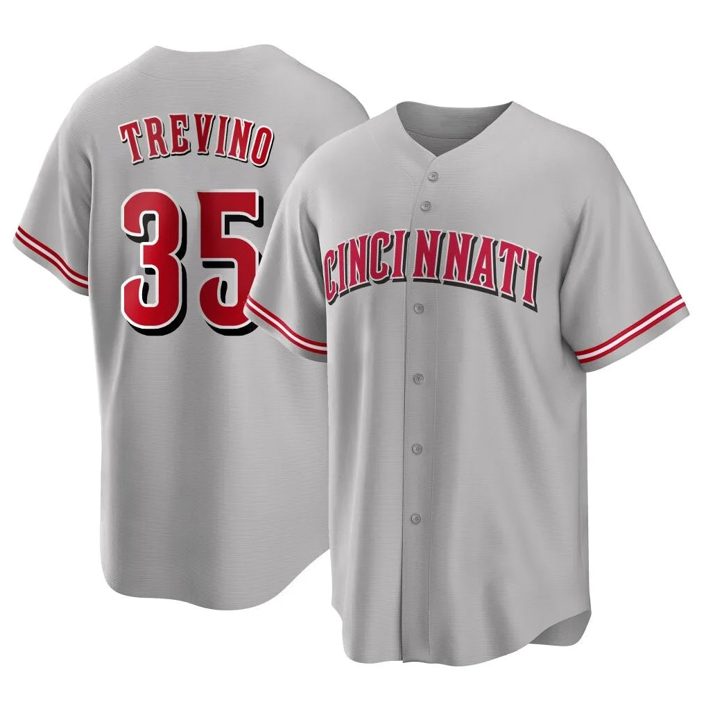 Fenge C.Reds #35 Jose Trevino Player Gray Home Game Stitched Jerseys