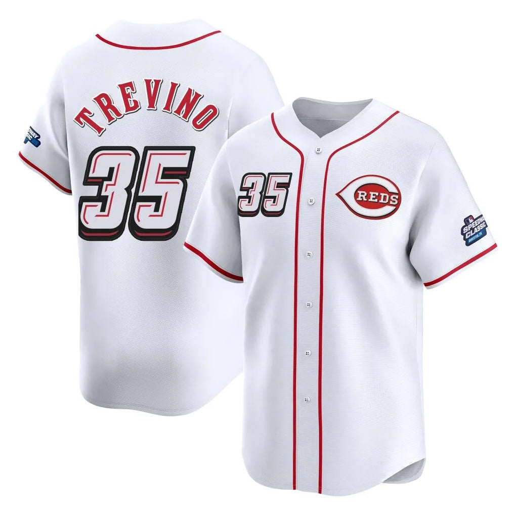 Fenge C.Reds #35 Jose Trevino Player White Speedway Classic Home Limited Stitched Jerseys
