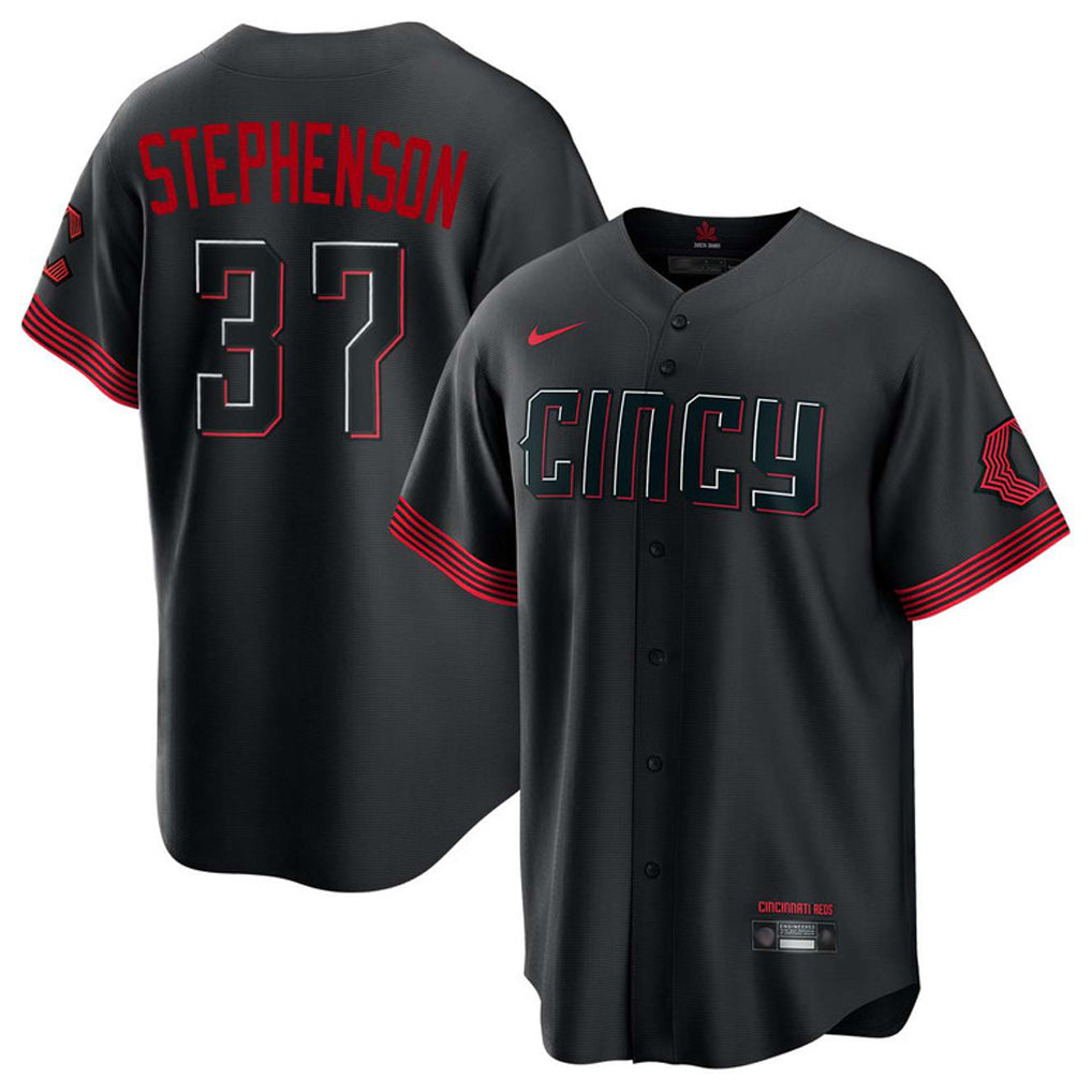 Fenge C.Reds #37 Tyler Stephenson Player Black City Connect Home Game Stitched Jerseys