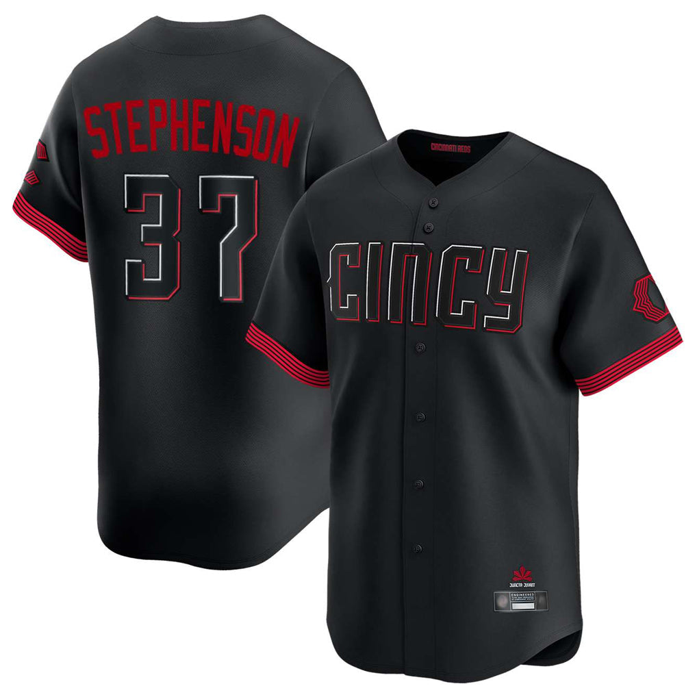 Fenge C.Reds #37 Tyler Stephenson Player Black City Connect Home Limited Stitched Jerseys