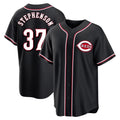 Fenge C.Reds #37 Tyler Stephenson Player Black Fashion Out Home Game Stitched Jerseys