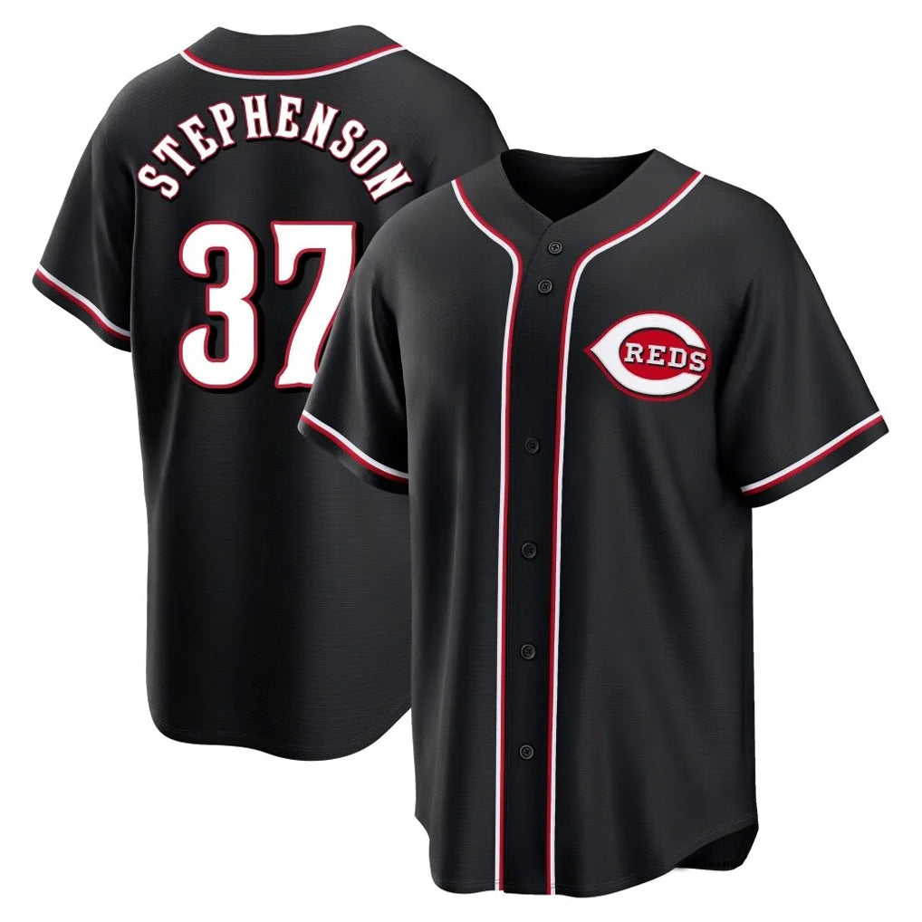 Fenge C.Reds #37 Tyler Stephenson Player Black Fashion Out Home Game Stitched Jerseys