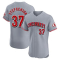 Fenge C.Reds #37 Tyler Stephenson Player Gray Limited Elite Home Stitched Jerseys