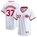 Fenge C.Reds #37 Tyler Stephenson Player White Cooperstown Collection Limited T-shirt Home Stitched Jerseys