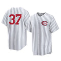 Fenge C.Reds #37 Tyler Stephenson Player White Stripe Field of Dreams Game Home Stitched Jerseys