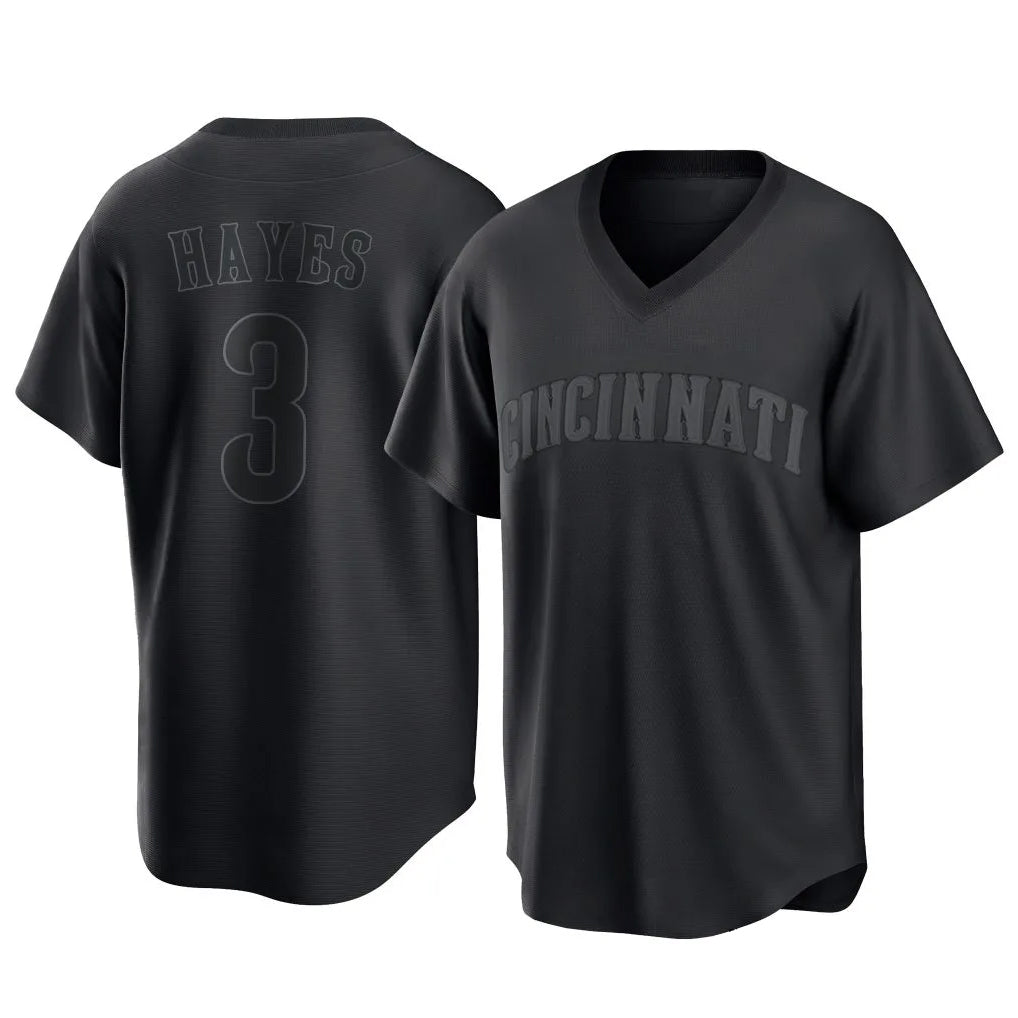 Fenge C.Reds #3 Ke'Bryan Hayes Player Black T-shirt Game Home Stitched Jerseys