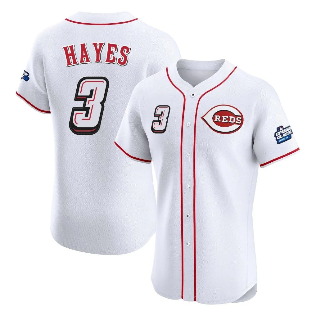 Fenge C.Reds #3 Ke'Bryan Hayes Player White Speedway Classic Limited Elite Home Stitched Jerseys