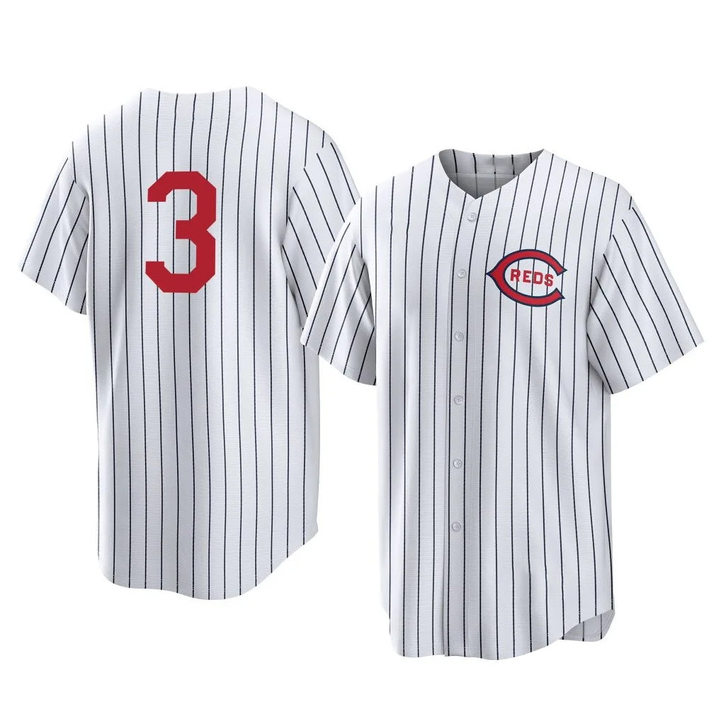 Fenge C.Reds #3 Ke'Bryan Hayes Player White Stripe Field of Dreams Game Home Stitched Jerseys