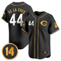Fenge C.Reds #44 Elly De La Cruz Player Black-Gold Vapor Premier Limited Home Stitched Jerseys