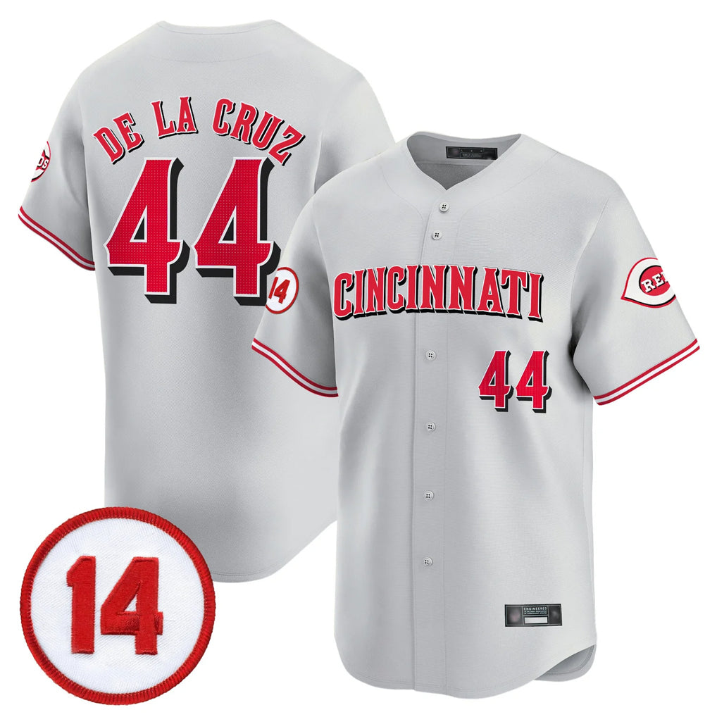 Fenge C.Reds #44 Elly De La Cruz Player Gray Vapor Premier Limited Home Stitched Jerseys