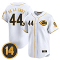 Fenge C.Reds #44 Elly De La Cruz Player White-Gold Vapor Premier Limited Home Stitched Jerseys