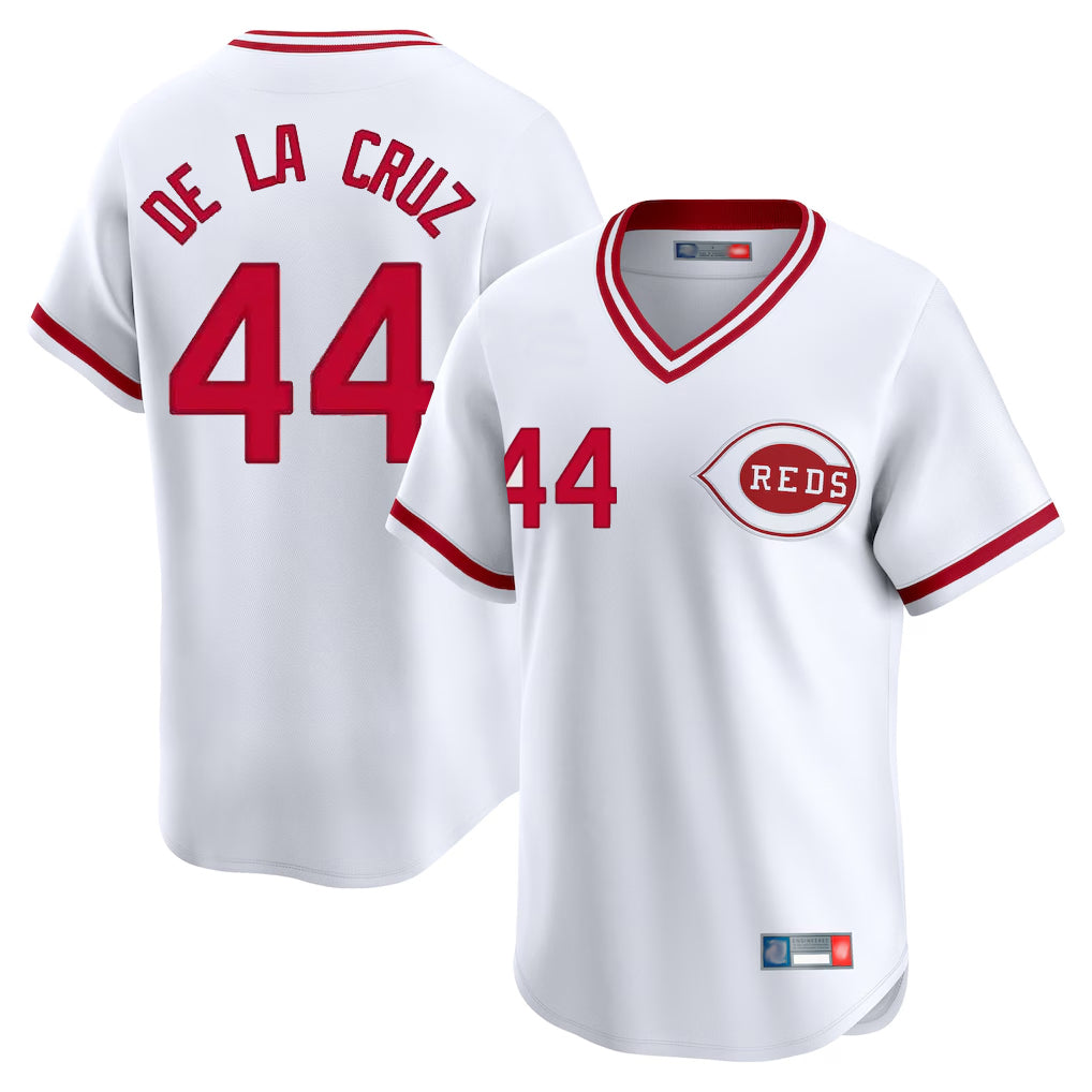 Fenge C.Reds #44 Elly De La Cruz Player White Cooperstown Collection Limited Stitched Jerseys