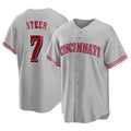 Fenge C.Reds #7 Spencer Steer Player Gray Home Game Stitched Jerseys