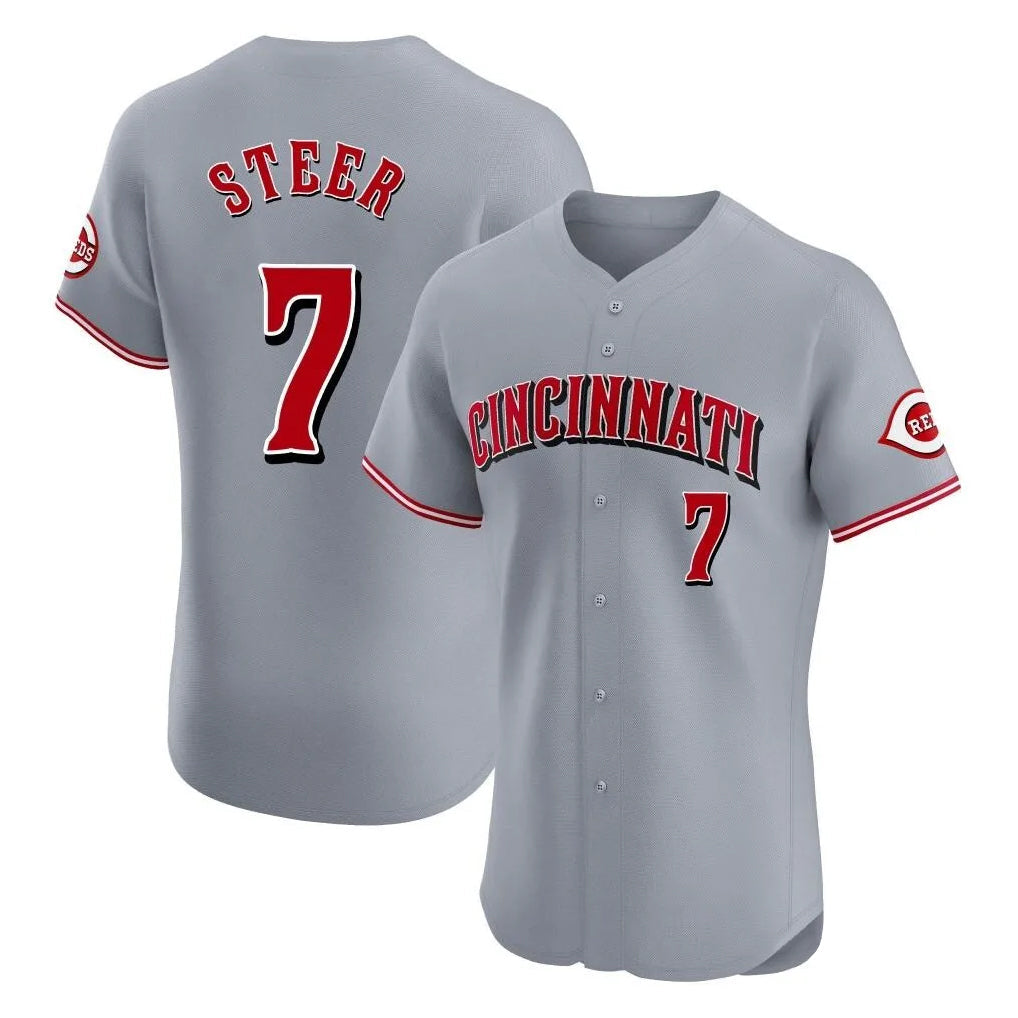Fenge C.Reds #7 Spencer Steer Player Gray Limited Elite Home Stitched Jerseys