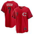 Fenge C.Reds #7 Spencer Steer Player Red 2026 City Connect Home Game Stitched Jerseys