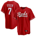 Fenge C.Reds #7 Spencer Steer Player Red Home Game Stitched Jerseys