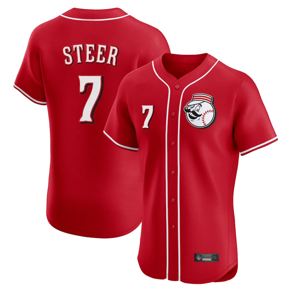 Fenge C.Reds #7 Spencer Steer Player Red Limited Elite Home Game Stitched Jerseys