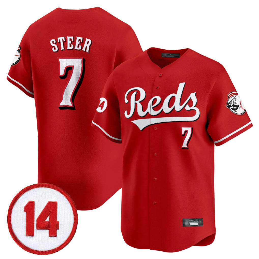 Fenge C.Reds #7 Spencer Steer Player Red Vapor Premier Limited Home Stitched Jerseys