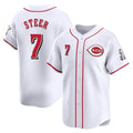 Fenge C.Reds #7 Spencer Steer Player White Home Limited Stitched Jerseys