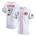 Fenge C.Reds #7 Spencer Steer Player White Speedway Classic Limited Elite Home Stitched Jerseys