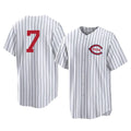 Fenge C.Reds #7 Spencer Steer Player White Stripe Field of Dreams Game Home Stitched Jerseys