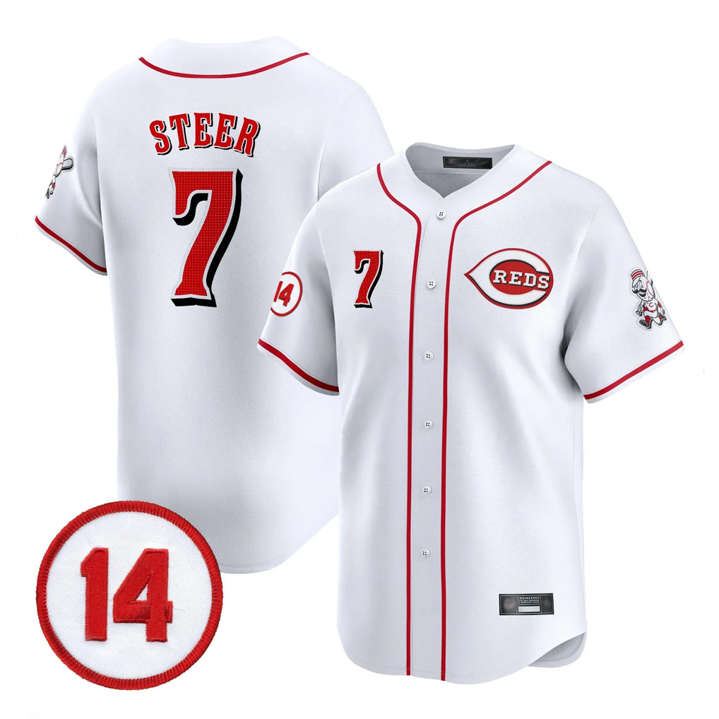 Fenge C.Reds #7 Spencer Steer Player White Vapor Premier Limited Home Stitched Jerseys