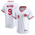 Fenge C.Reds #9 Matt McLain Player White Cooperstown Collection Limited T-shirt Home Stitched Jerseys