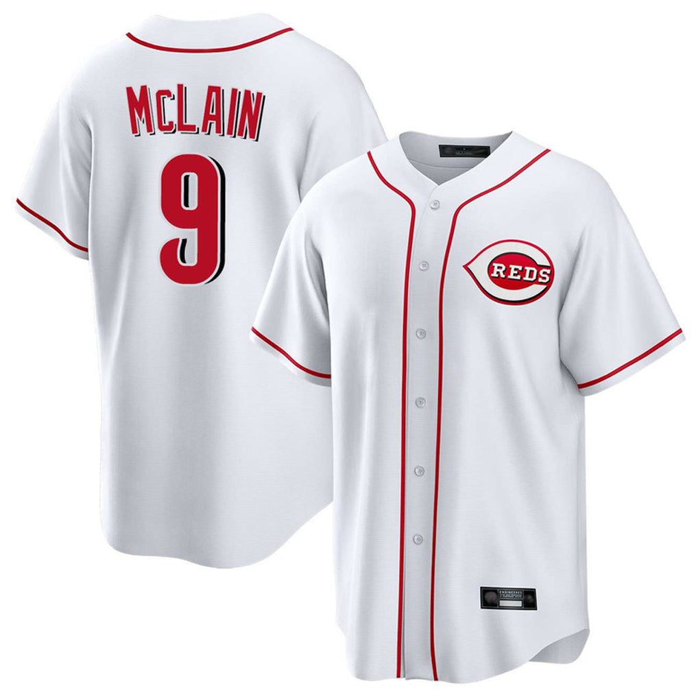 Fenge C.Reds #9 Matt McLain Player White Game Home Stitched Jerseys