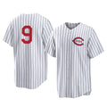 Fenge C.Reds #9 Matt McLain Player White Stripe Field of Dreams Game Home Stitched Jerseys