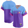 Fenge C.Rockies Purple-Light Blue City Connect Limited Home T-shirt Blank Player Stitched Jerseys