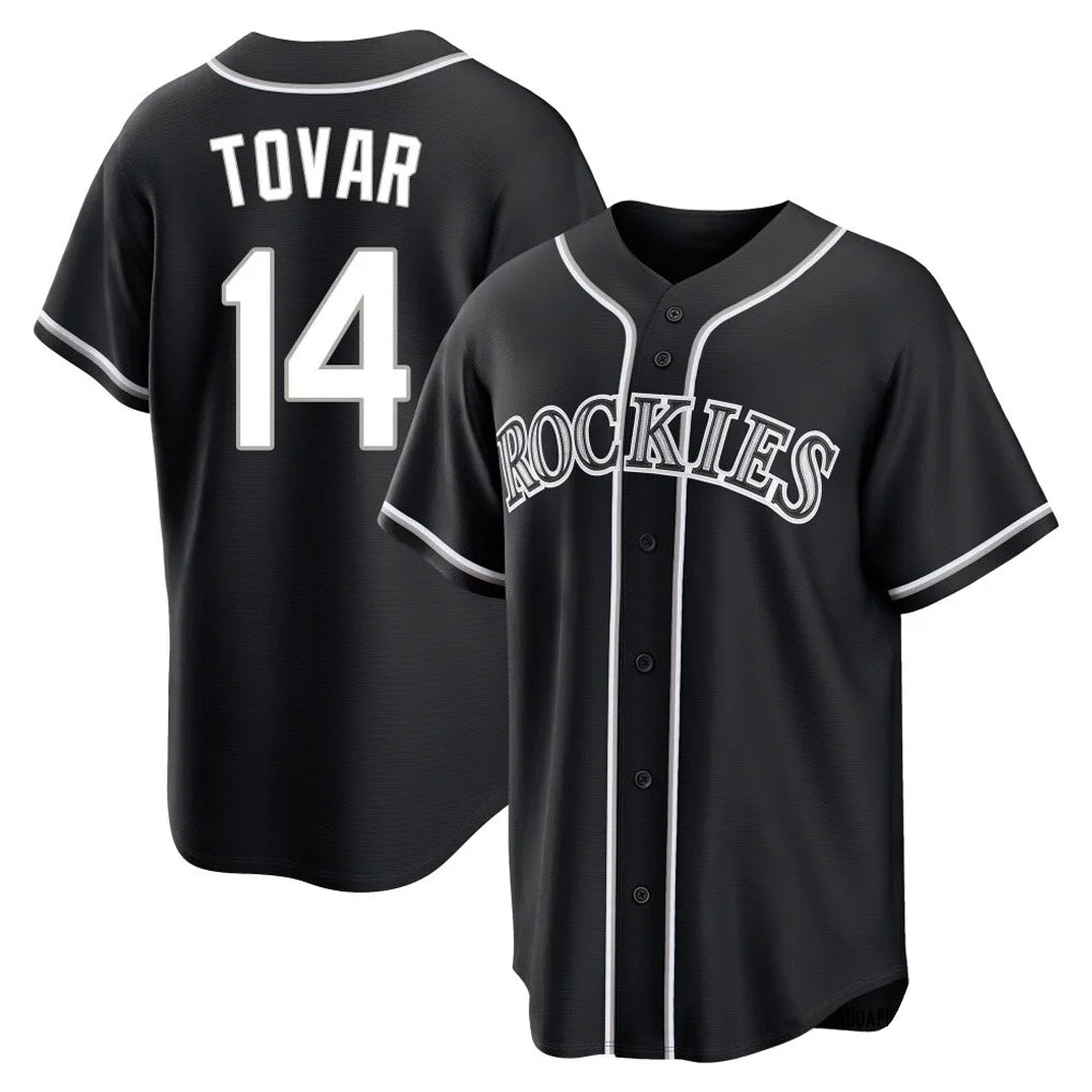 Fenge C.Rockies #14 Ezequiel Tovar Player Black Fashion Out Home Game Stitched Jerseys