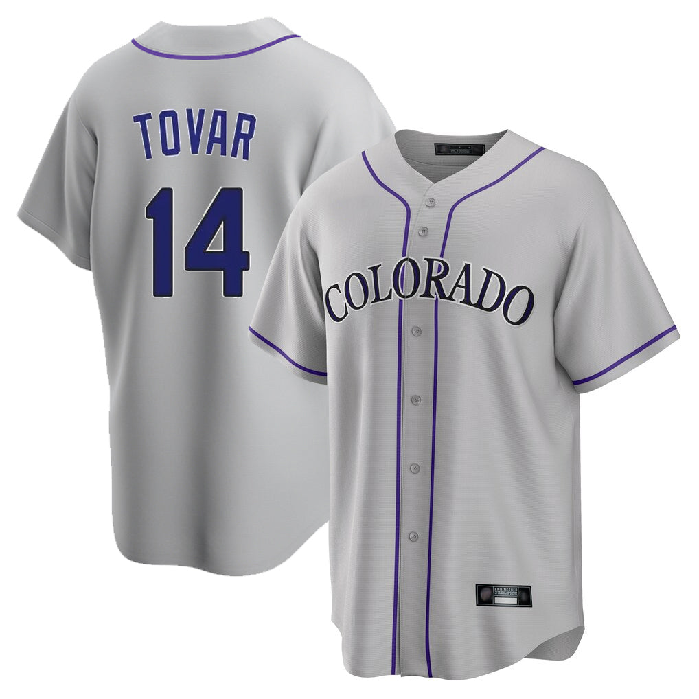Fenge C.Rockies #14 Ezequiel Tovar Player Gray Game Home Stitched Jerseys
