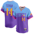 Fenge C.Rockies #14 Ezequiel Tovar Player Purple-Light Blue City Connect Limited Home T-shirt Stitched Jerseys